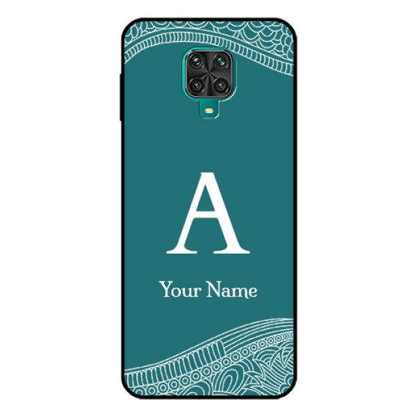 Xiaomi Redmi Note 9 Pro Personalized Glass Phone Case - line art pattern with custom name Design Xiaomi Redmi Note 9 Pro Personalized Glass Phone Case - line art pattern with custom name Design