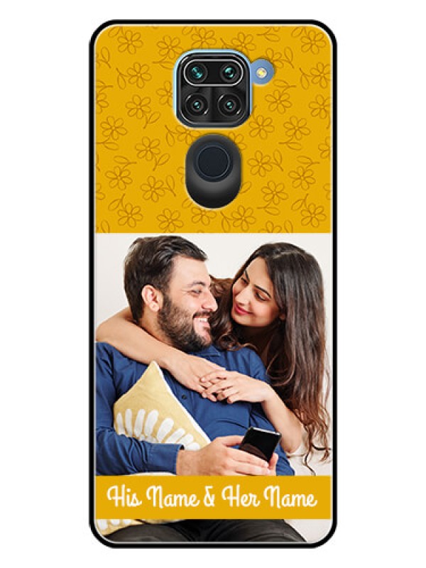 Custom Redmi Note 9 Custom Glass Mobile Case  - Yellow Floral Design