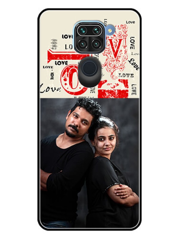 Custom Redmi Note 9 Photo Printing on Glass Case  - Trendy Love Design Case
