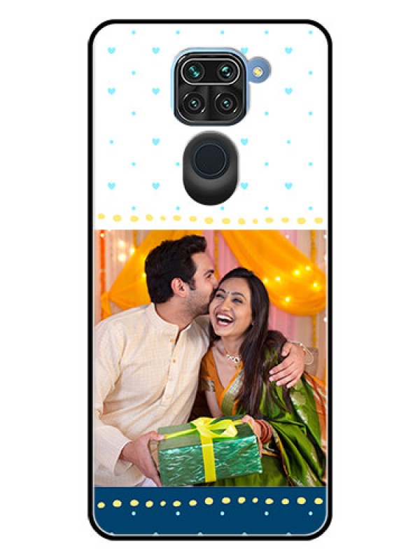 Custom Redmi Note 9 Personalized Glass Phone Case  - White and Blue Abstract Design