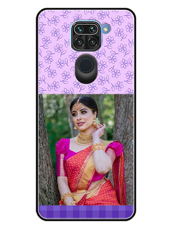 Custom Redmi Note 9 Custom Glass Phone Case  - Purple Floral Design
