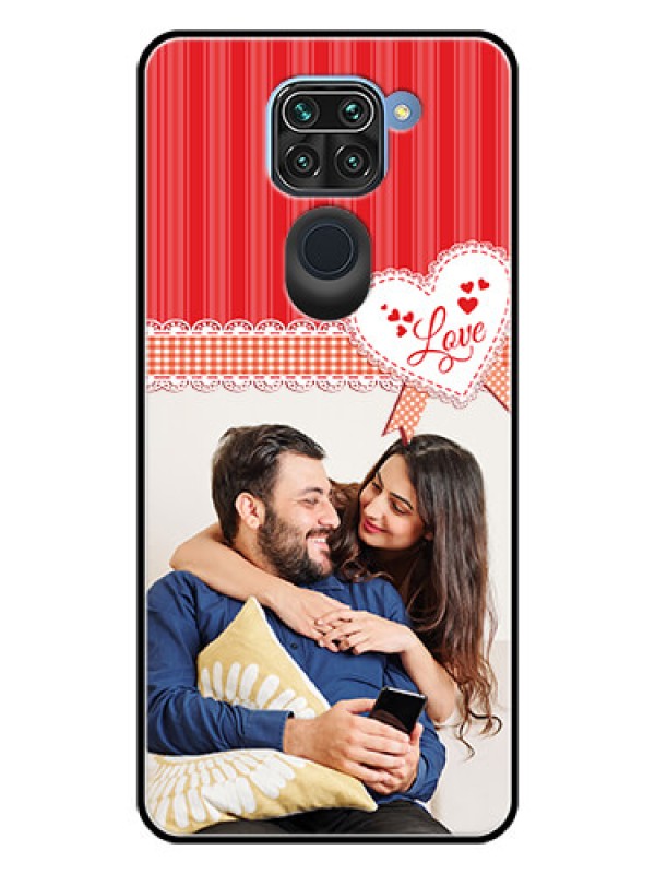 Custom Redmi Note 9 Custom Glass Mobile Case  - Red Love Pattern Design