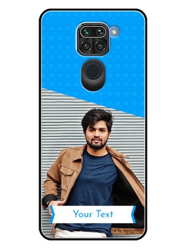 Custom Redmi Note 9 Photo Printing on Glass Case  - Simple Blue Color Design