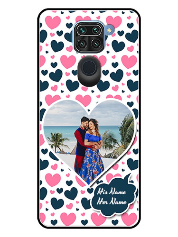 Custom Redmi Note 9 Custom Glass Phone Case  - Pink & Blue Heart Design