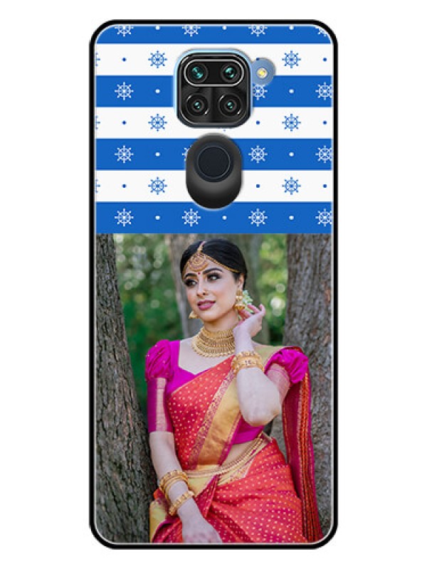 Custom Redmi Note 9 Photo Printing on Glass Case  - Snow Pattern Design