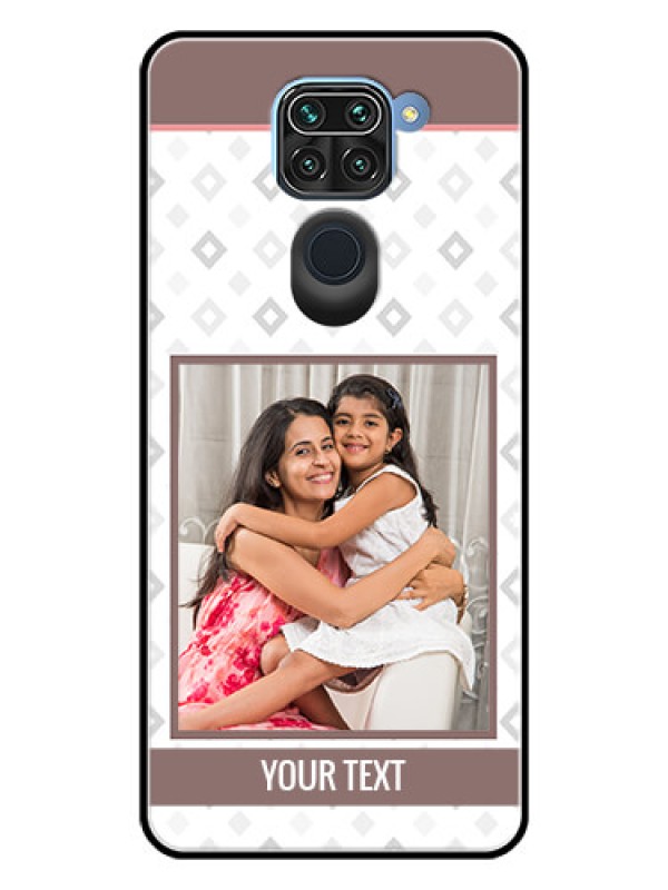 Custom Redmi Note 9 Photo Printing on Glass Case  - Simple Diamond Design