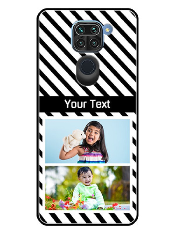 Custom Redmi Note 9 Photo Printing on Glass Case  - Black And White Stripes Design
