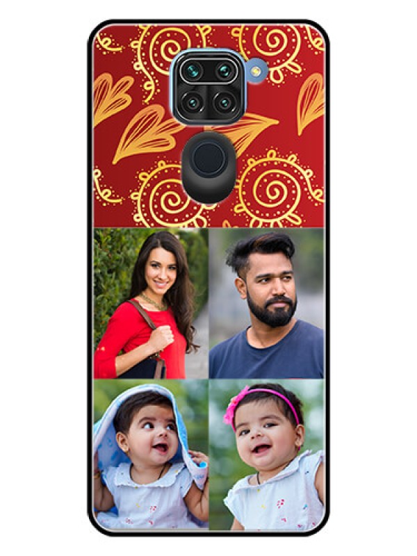 Custom Redmi Note 9 Photo Printing on Glass Case  - 4 Image Traditional Design