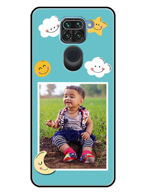 Custom Redmi Note 9 Personalized Glass Phone Case  - Smiley Kids Stars Design