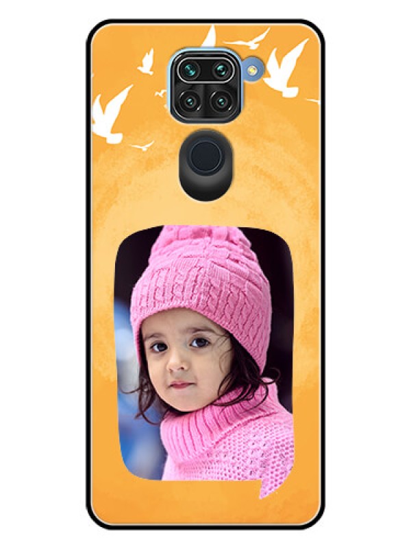 Custom Redmi Note 9 Personalized Glass Phone Case  - Water Color Design with Bird Icons