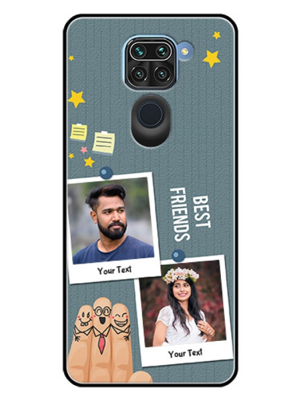 Custom Redmi Note 9 Personalized Glass Phone Case  - Sticky Frames and Friendship Design