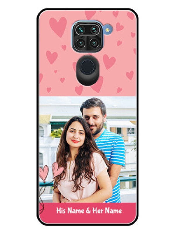 Custom Redmi Note 9 Personalized Glass Phone Case  - Love Design Peach Color