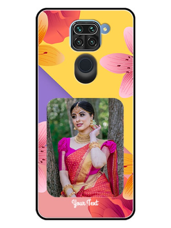 Custom Redmi Note 9 Custom Glass Mobile Case  - 3 Image With Vintage Floral Design