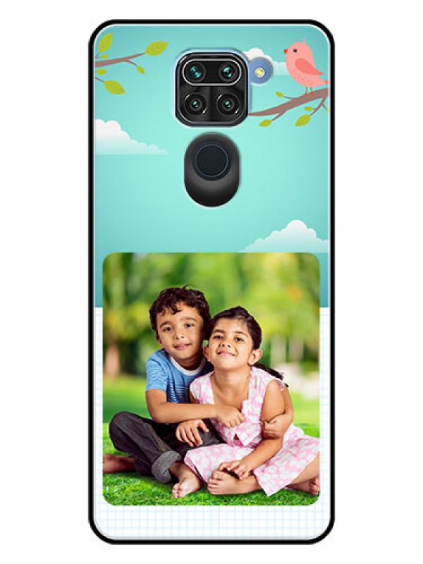 Custom Redmi Note 9 Photo Printing on Glass Case  - Doodle love Design