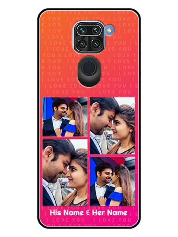 Custom Redmi Note 9 Custom Glass Phone Case  - I Love You Pink Design