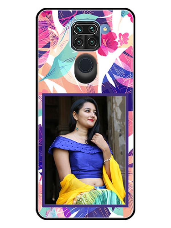 Custom Redmi Note 9 Custom Glass Mobile Case  - Abstract Floral Design