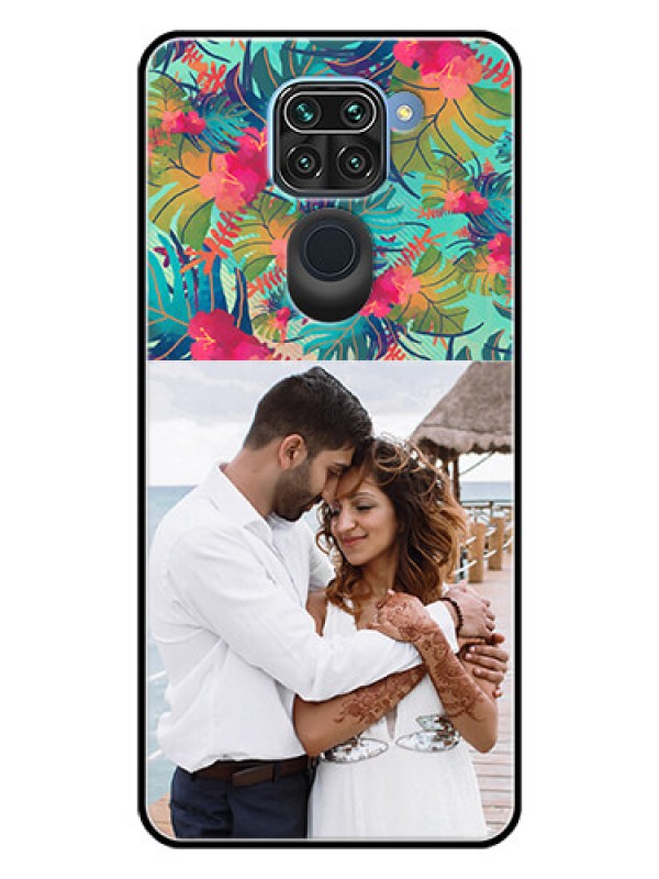 Custom Redmi Note 9 Photo Printing on Glass Case  - Watercolor Floral Design