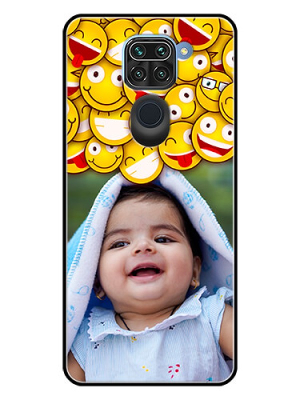 Custom Redmi Note 9 Custom Glass Mobile Case  - with Smiley Emoji Design
