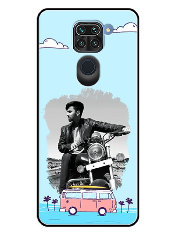 Custom Redmi Note 9 Photo Printing on Glass Case  - Travel & Adventure Design