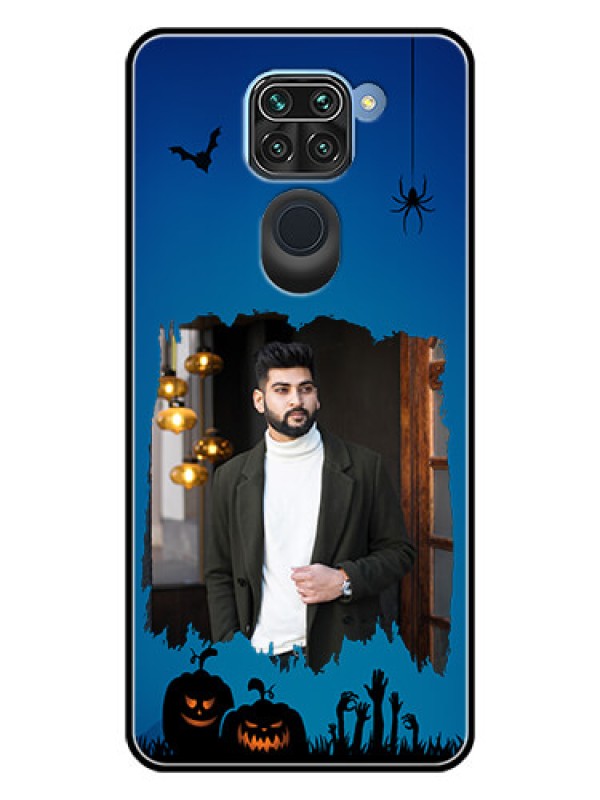 Custom Redmi Note 9 Photo Printing on Glass Case  - with pro Halloween design 