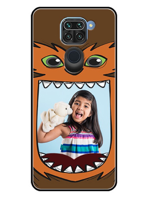 Custom Redmi Note 9 Photo Printing on Glass Case  - Owl Monster Back Case Design