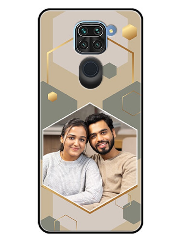 Custom Xiaomi Redmi Note 9 Photo Printing on Glass Case - Stylish Hexagon Pattern Design