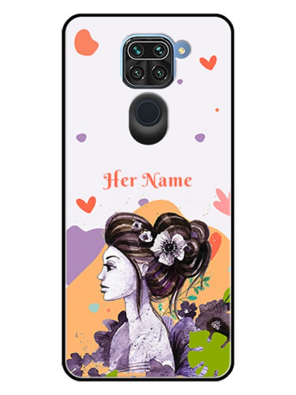 Custom Xiaomi Redmi Note 9 Personalized Glass Phone Case - Woman And Nature Design