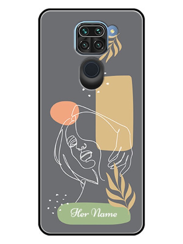 Custom Xiaomi Redmi Note 9 Custom Glass Phone Case - Gazing Woman line art Design