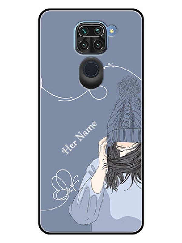 Custom Xiaomi Redmi Note 9 Custom Glass Mobile Case - Girl in winter outfit Design