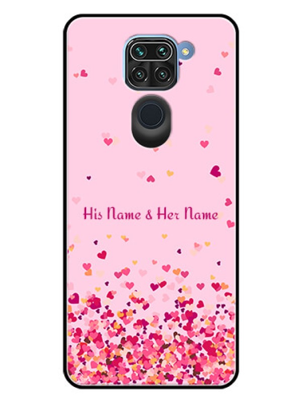 Custom Xiaomi Redmi Note 9 Photo Printing on Glass Case - Floating Hearts Design