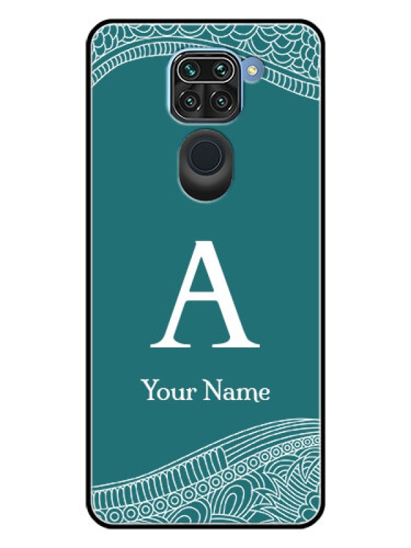 Custom Xiaomi Redmi Note 9 Personalized Glass Phone Case - line art pattern with custom name Design
