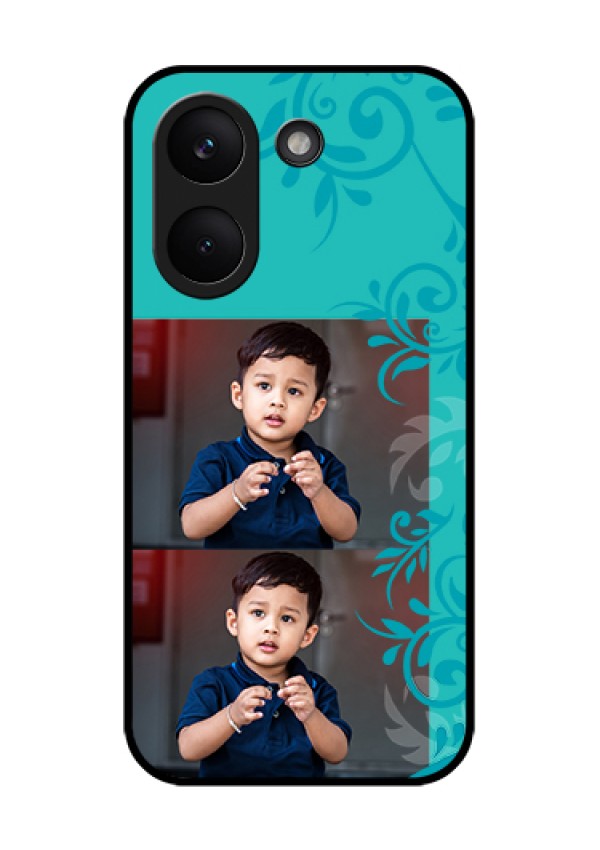 Xiaomi Redmi Turbo 5 Custom Glass Phone Case - With Photo And Green Floral Design