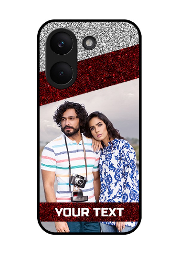 Xiaomi Redmi Turbo 5 Custom Glass Phone Case - Image Holder With Glitter Strip Design