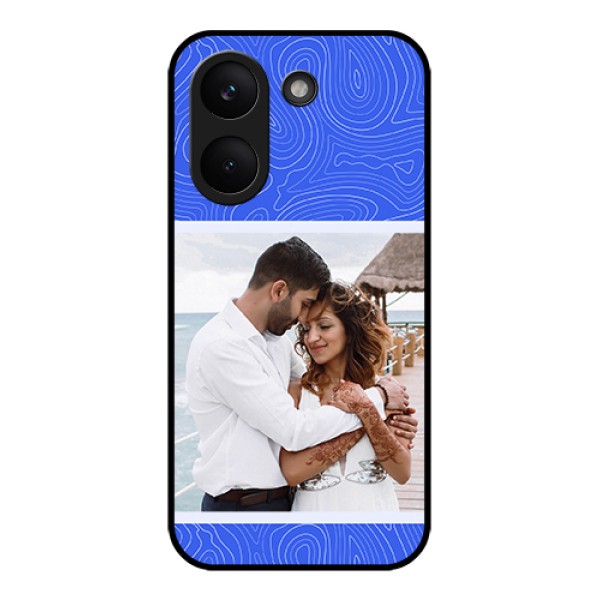 Xiaomi Redmi Turbo 5 Custom Glass Phone Case - Curved Line Art With Blue And White Design Xiaomi Redmi Turbo 5 Custom Glass Phone Case - Curved Line Art With Blue And White Design