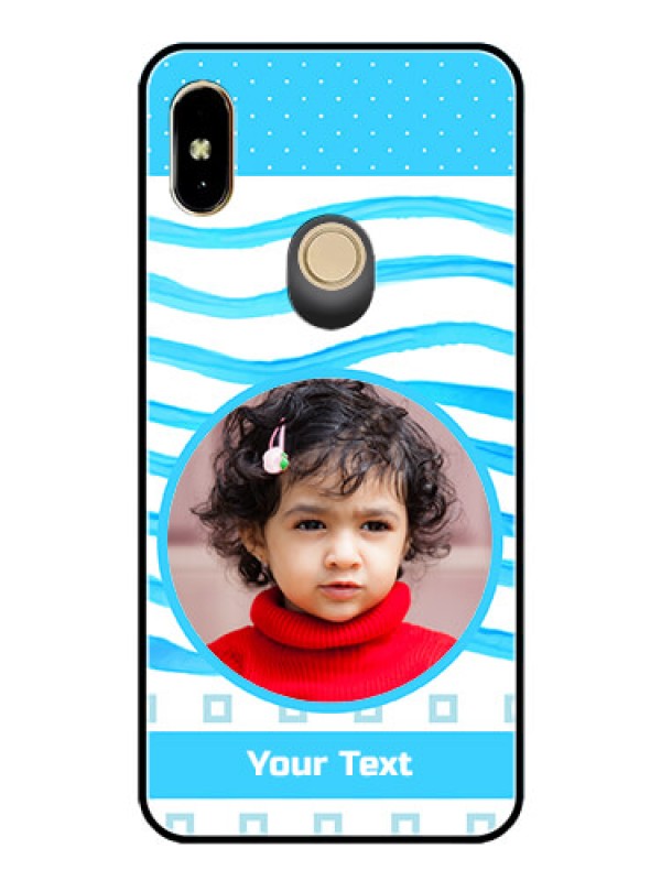 Custom Redmi Y2 Custom Glass Phone Case  - Simple Blue Case Design