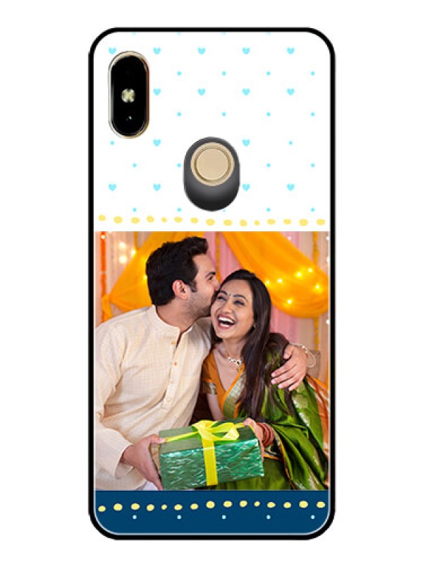 Custom Redmi Y2 Personalized Glass Phone Case  - White and Blue Abstract Design