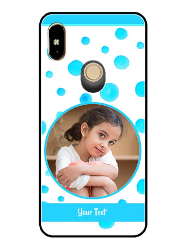 Custom Redmi Y2 Photo Printing on Glass Case  - Blue Bubbles Pattern Design