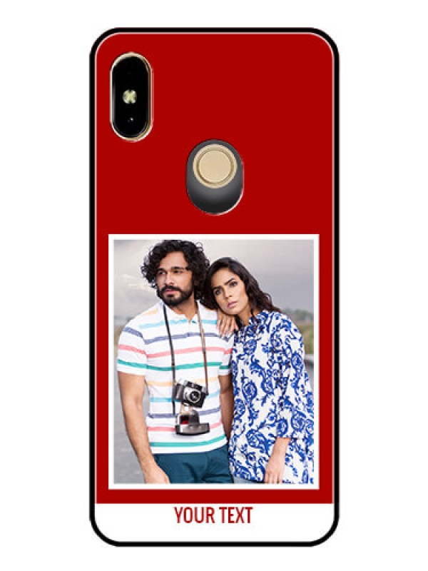 Custom Redmi Y2 Personalized Glass Phone Case  - Simple Red Color Design