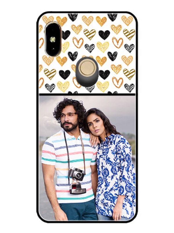 Custom Redmi Y2 Photo Printing on Glass Case  - Love Symbol Design