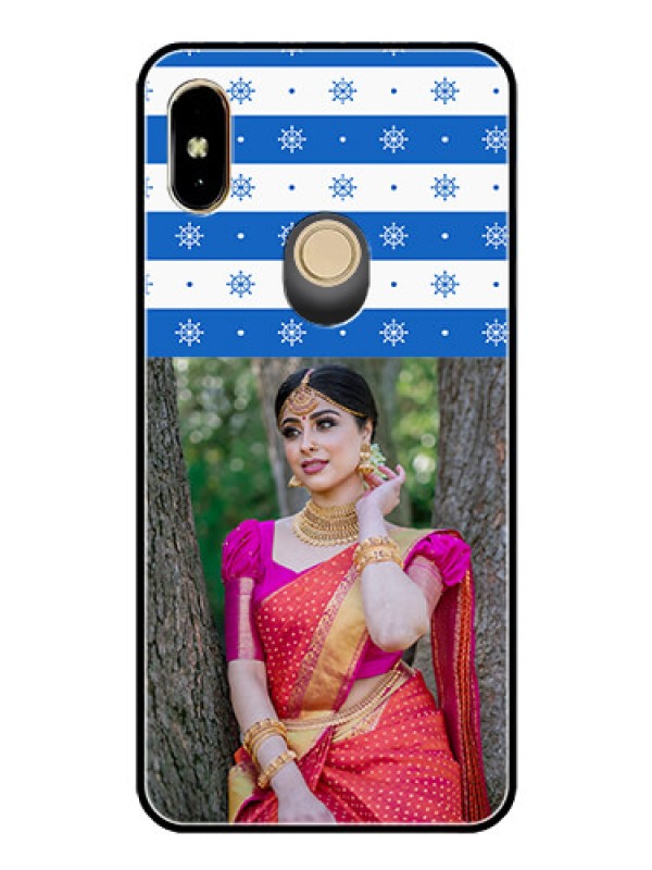 Custom Redmi Y2 Photo Printing on Glass Case  - Snow Pattern Design