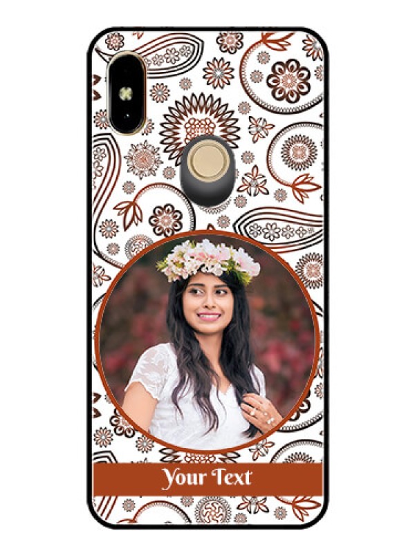 Custom Redmi Y2 Custom Glass Mobile Case  - Abstract Floral Design 
