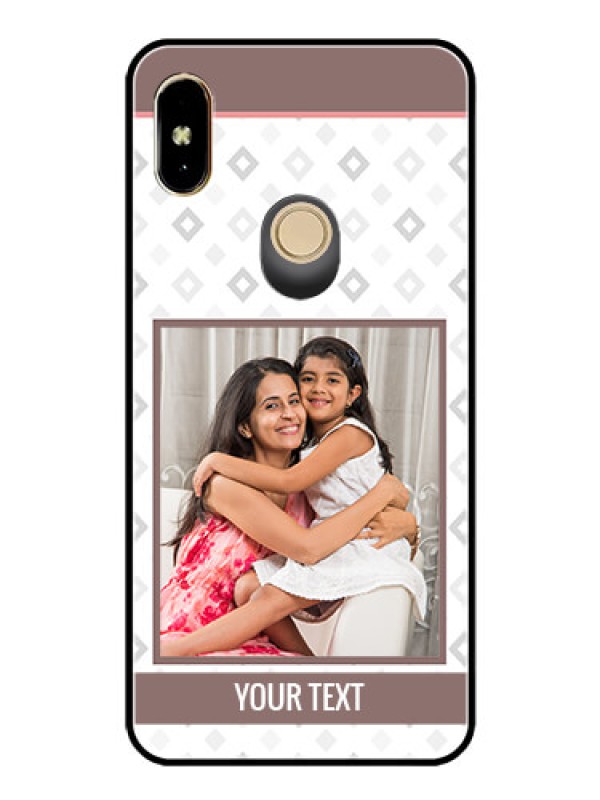 Custom Redmi Y2 Photo Printing on Glass Case  - Simple Diamond Design