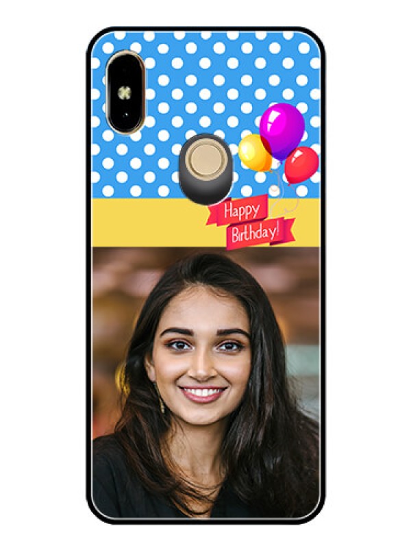 Custom Redmi Y2 Custom Glass Mobile Case  - Happy Birthday Design