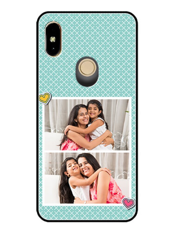 Custom Redmi Y2 Custom Glass Phone Case  - 2 Image Holder with Pattern Design