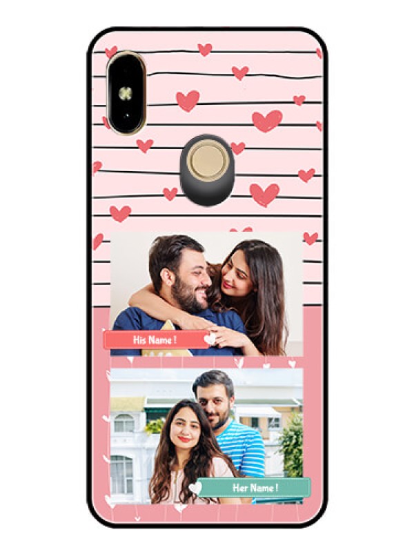 Custom Redmi Y2 Custom Glass Mobile Case  - Photo with Heart Design