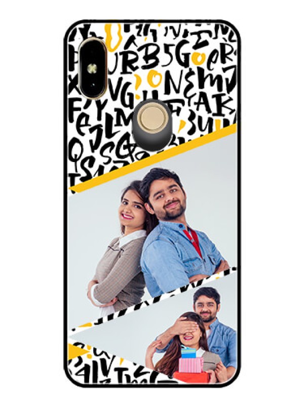 Custom Redmi Y2 Custom Glass Mobile Case  - Letters Pattern Design
