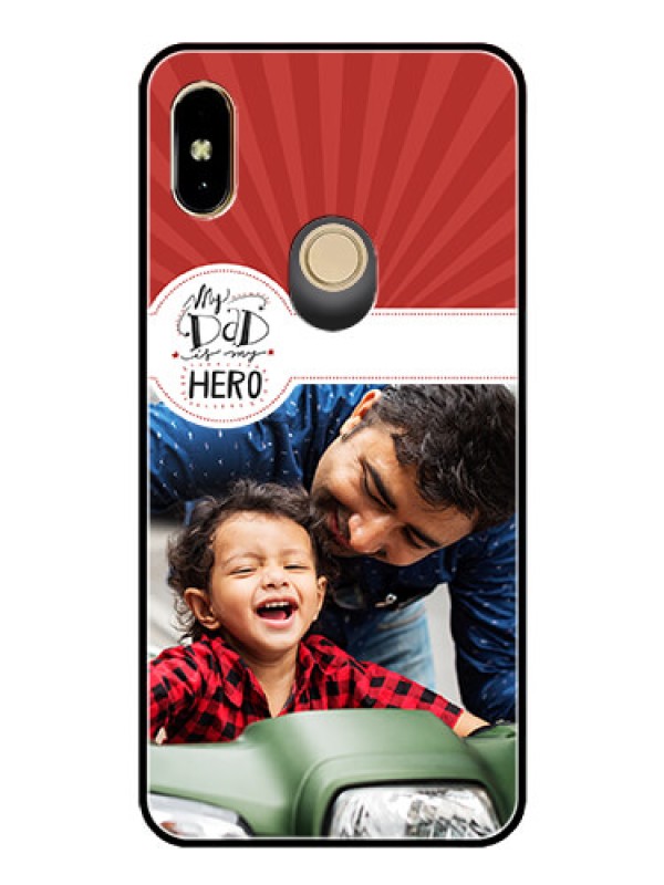 Custom Redmi Y2 Photo Printing on Glass Case  - My Dad Hero Design