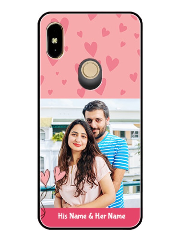 Custom Redmi Y2 Personalized Glass Phone Case  - Love Design Peach Color