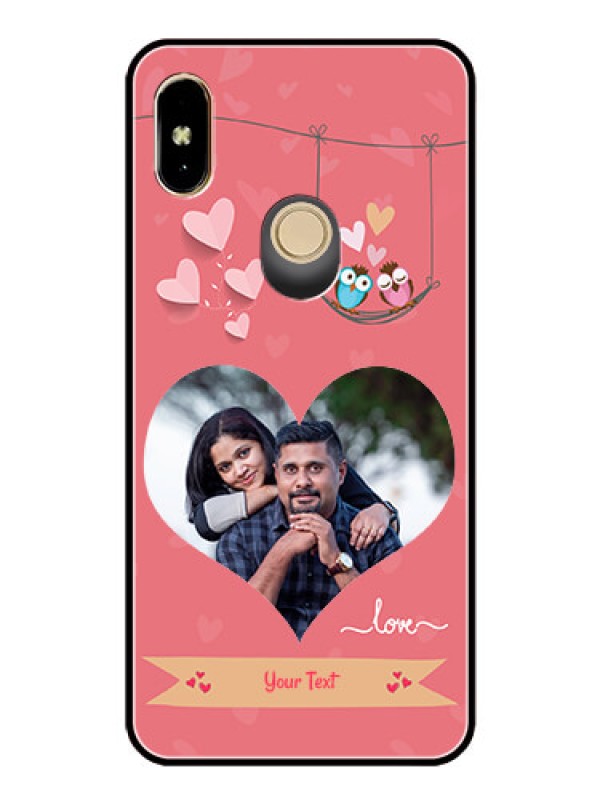 Custom Redmi Y2 Personalized Glass Phone Case  - Peach Color Love Design 