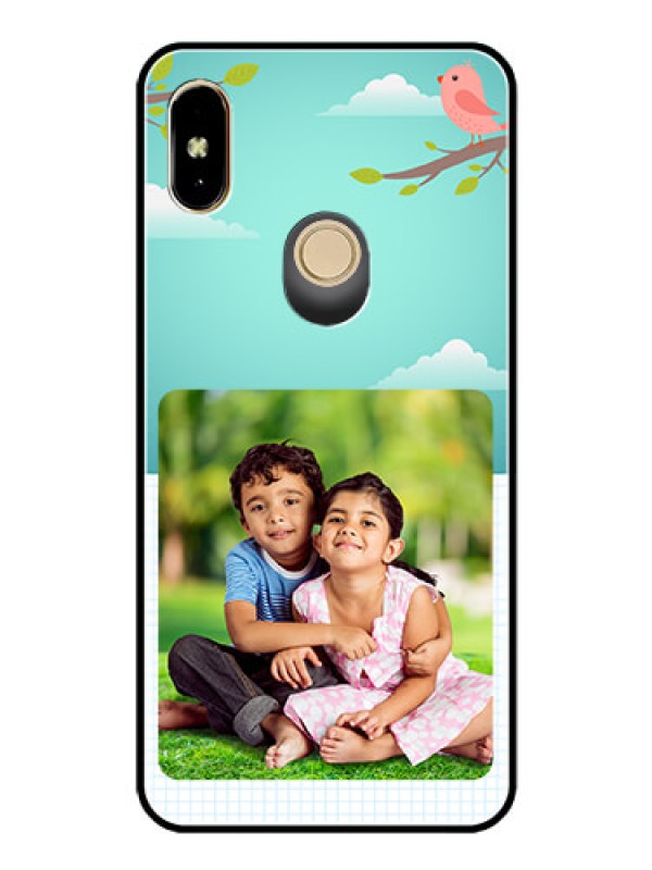 Custom Redmi Y2 Photo Printing on Glass Case  - Doodle love Design